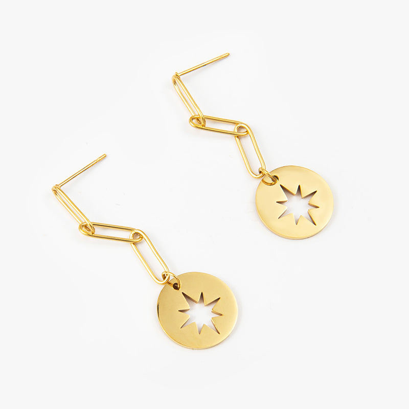 Chained to the Stars S/Steel Gold Earrings