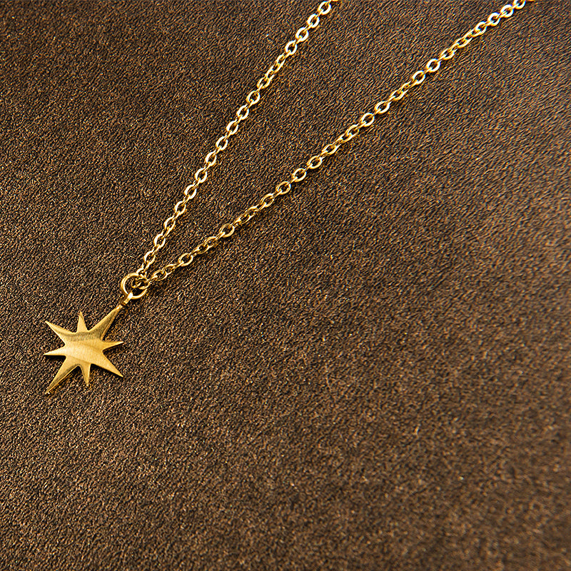 Gold Star S/Steel Pendant & Chain