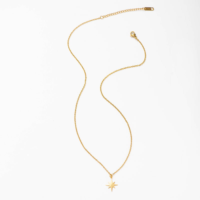 Gold Star S/Steel Pendant & Chain