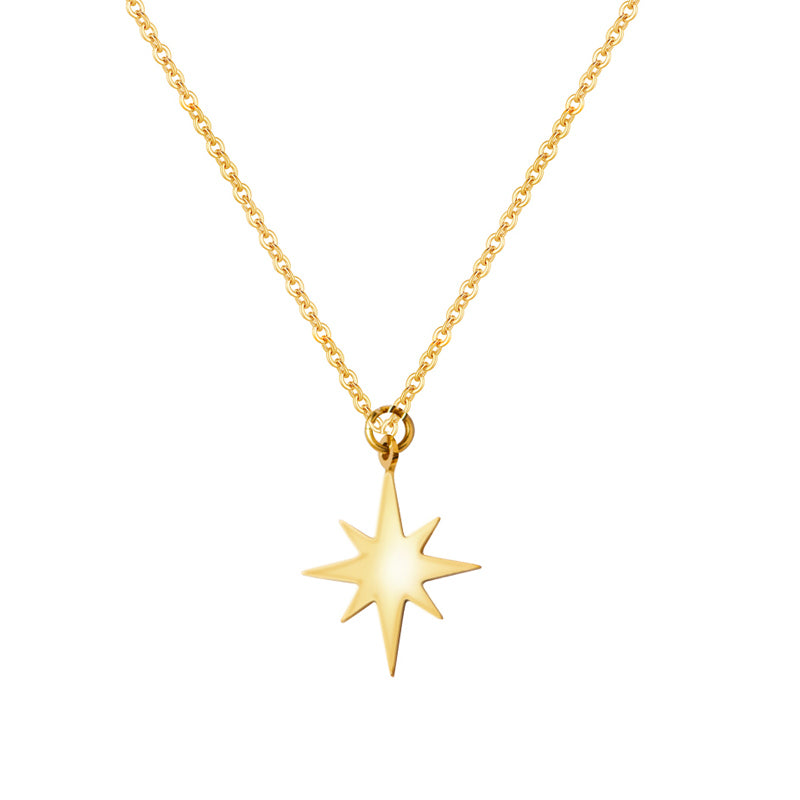 Gold Star S/Steel Pendant & Chain