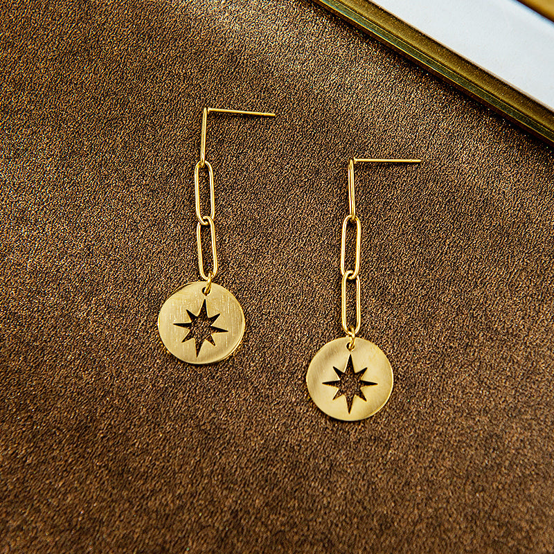 Chained to the Stars S/Steel Gold Earrings