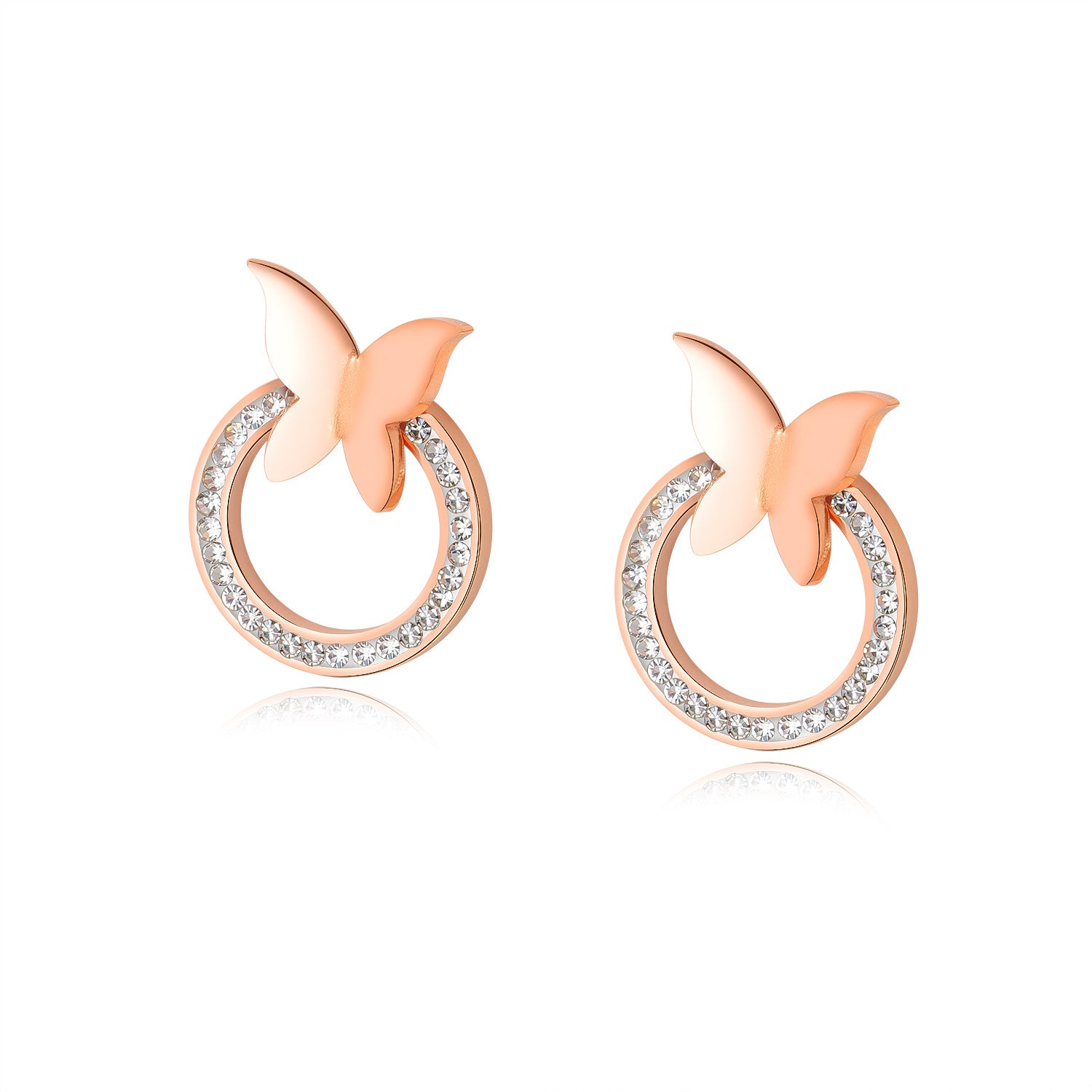 Rose Gold Butterfly Ring earrings