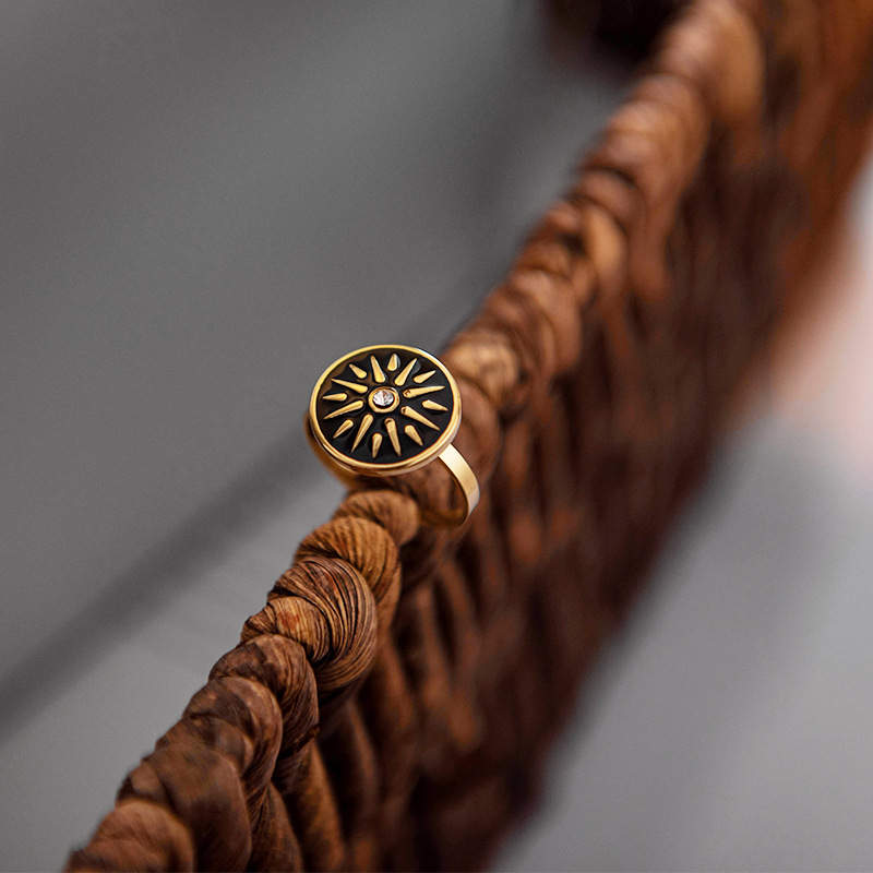 Black S/Steel Sun ring