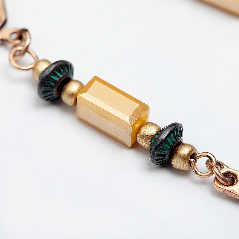 Gold Metal and Beads Earrings