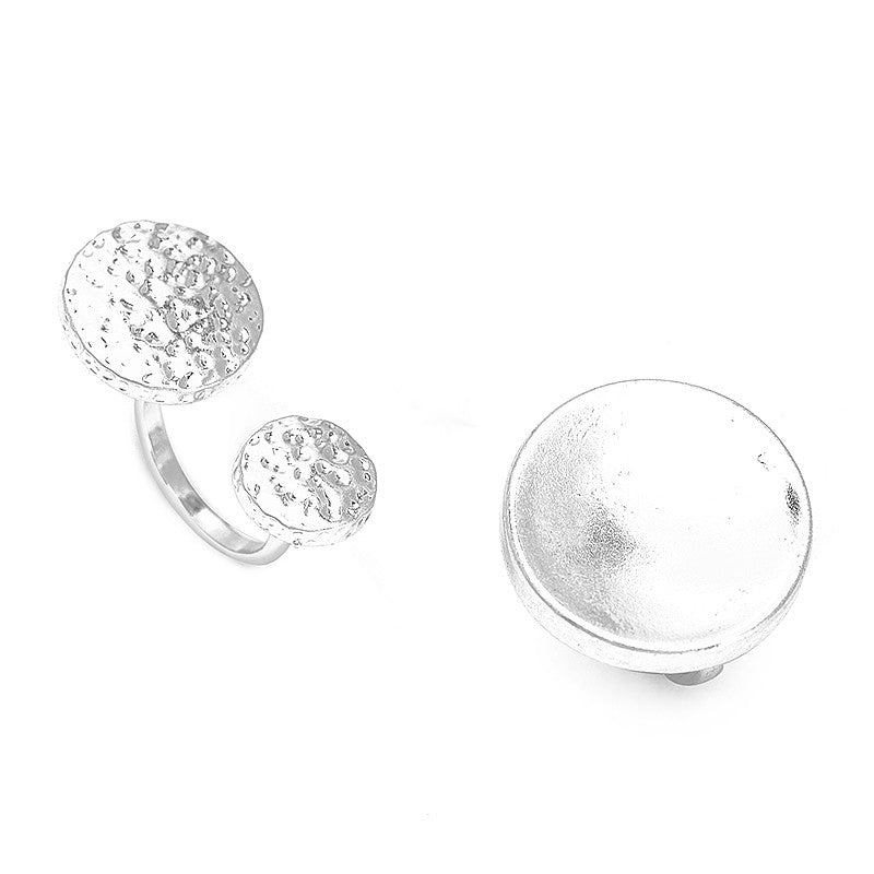 Duo Silver circle ring set