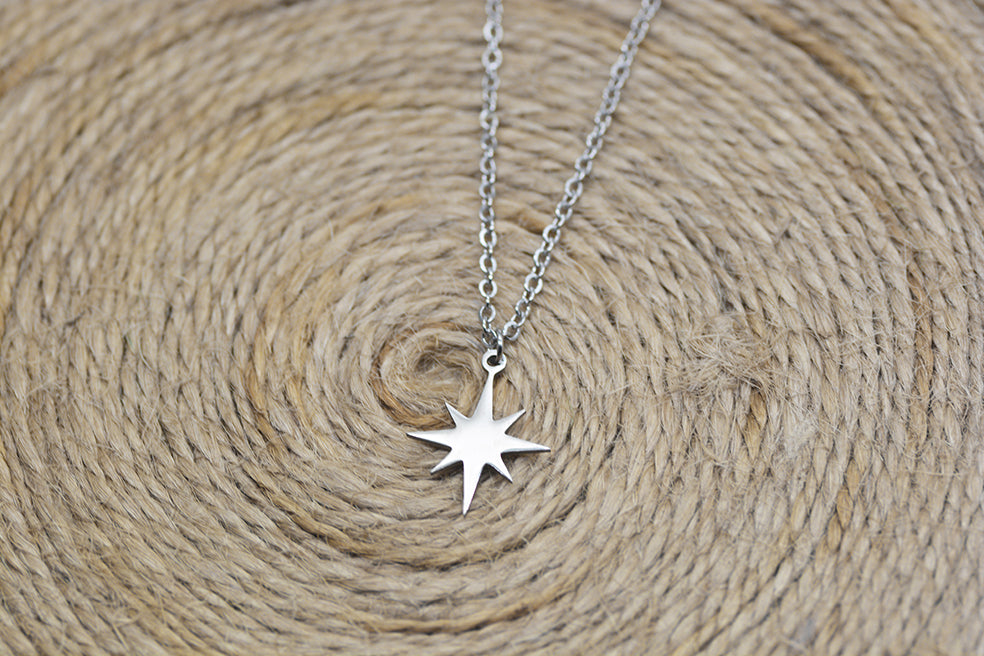 Silver star S/Steel  Pendant & Chain