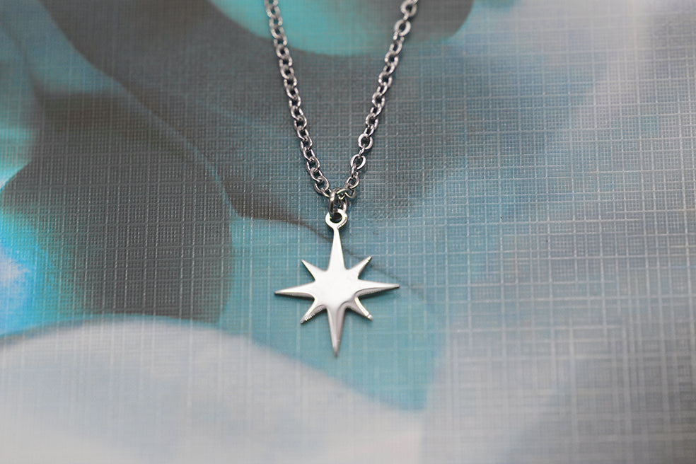 Silver star S/Steel  Pendant & Chain