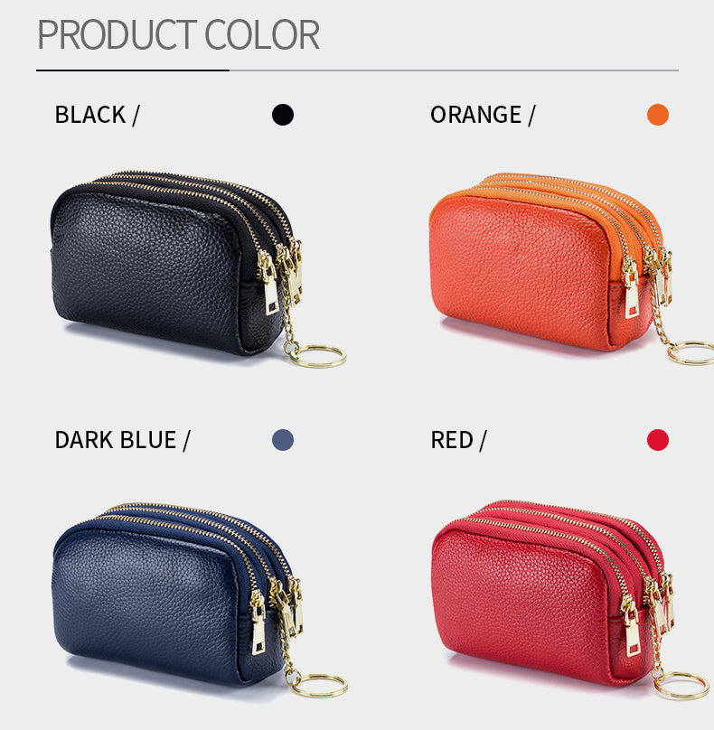 Leather Zipper Handy Purse