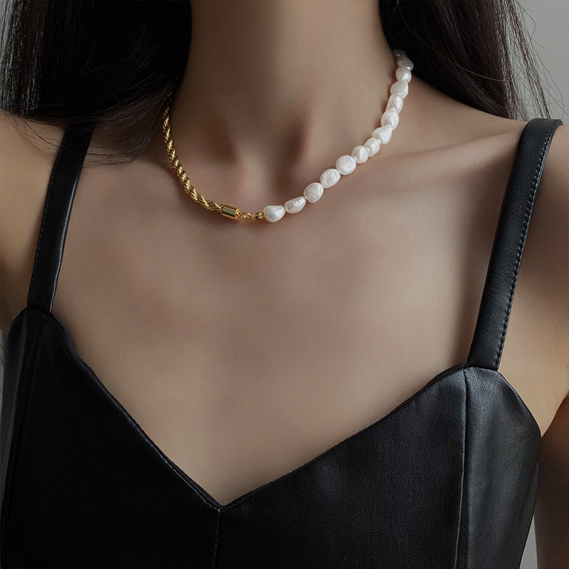 Freshwater Pearl Gold Rope Necklace