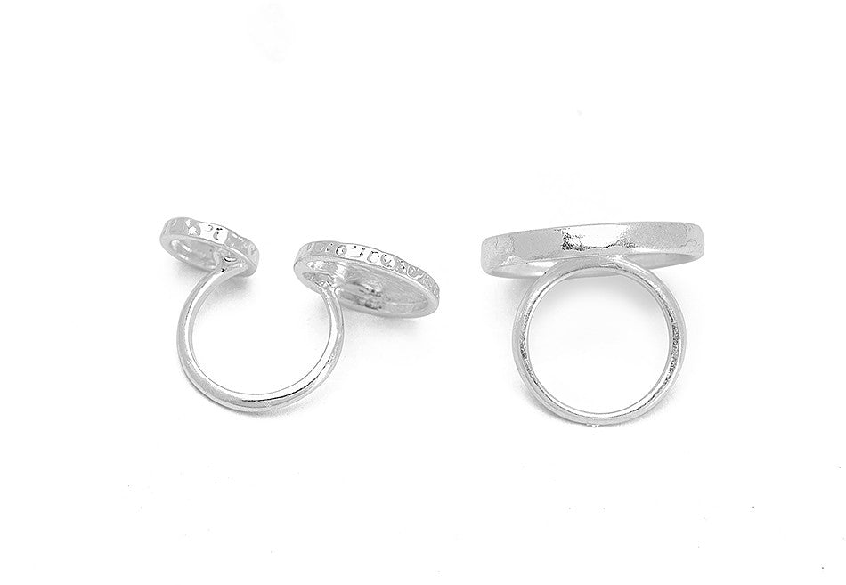 Duo Silver circle ring set