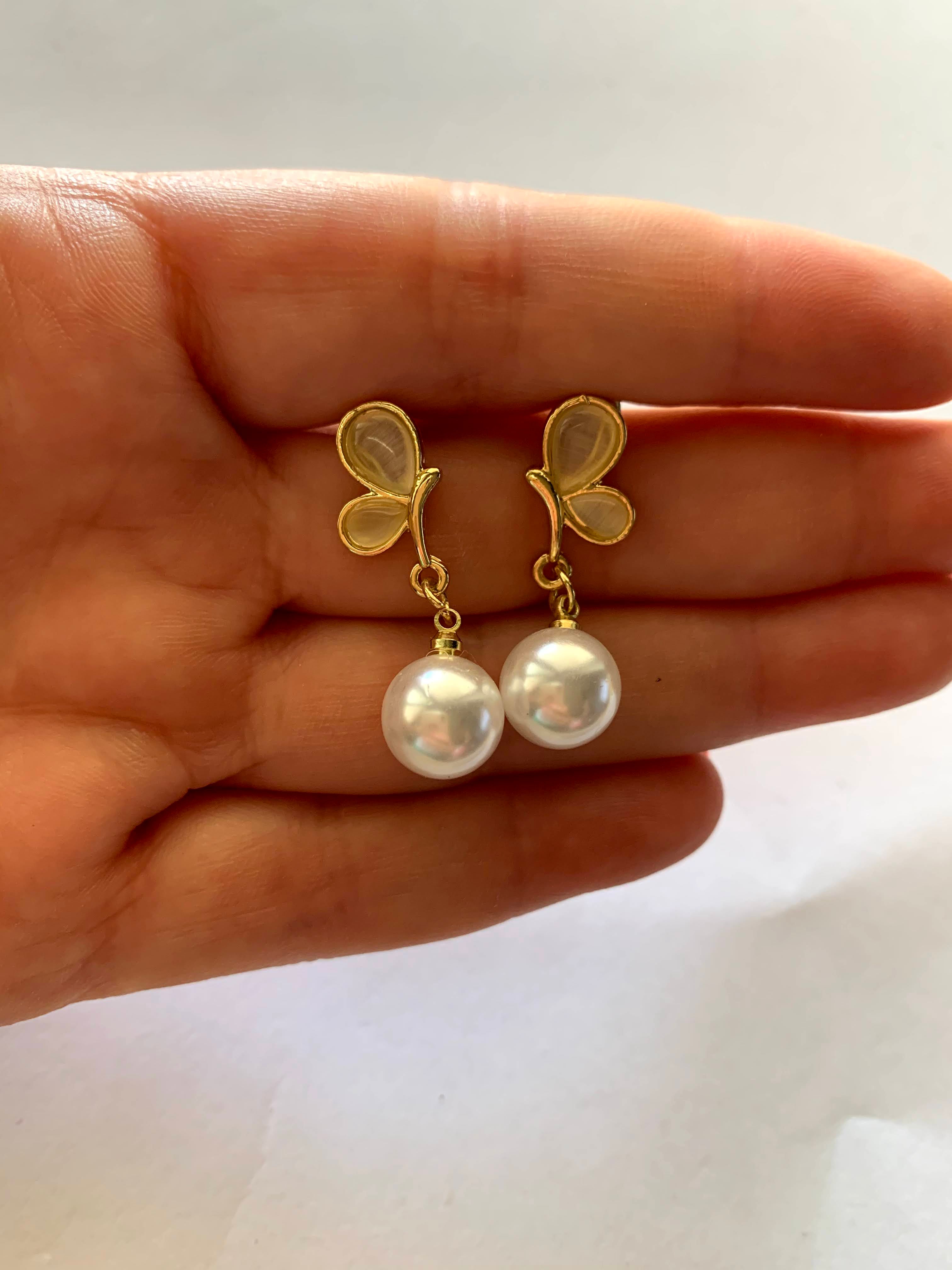 Vintage  Gold Plated Butterfly earrings