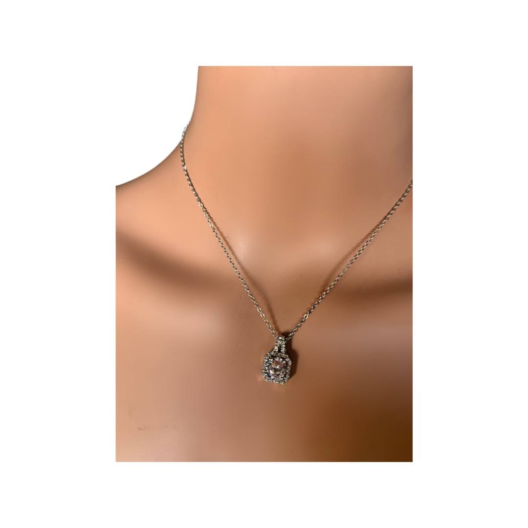 Siver square diamond pendant