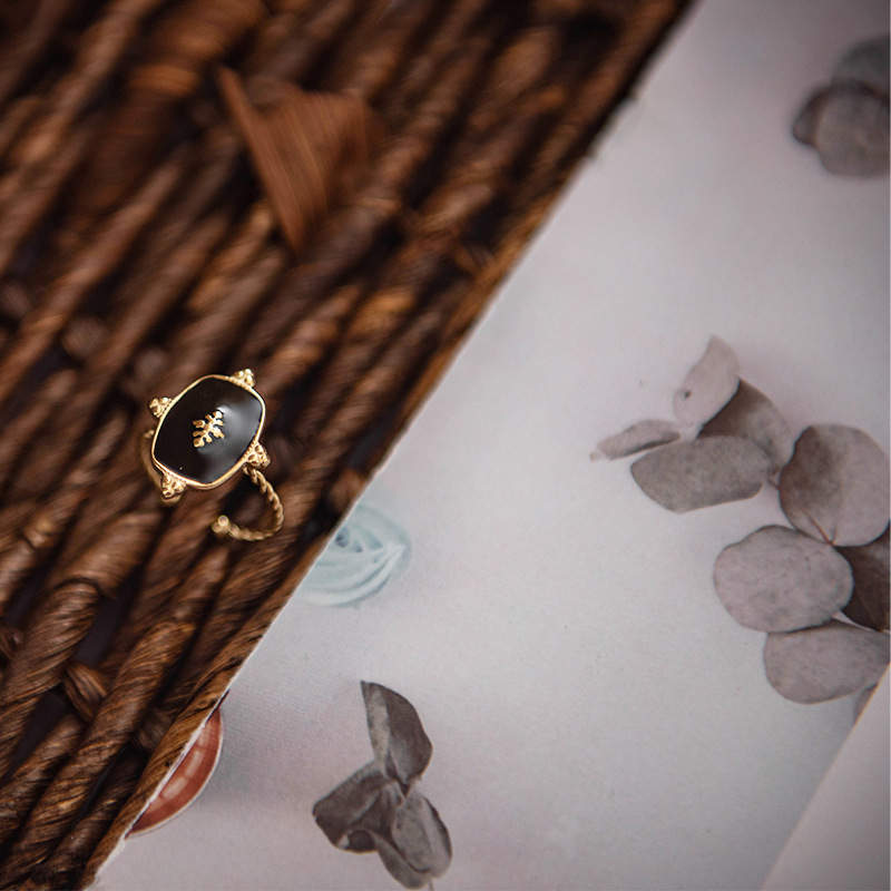 Black Gold S/Steel Adjustable Ring