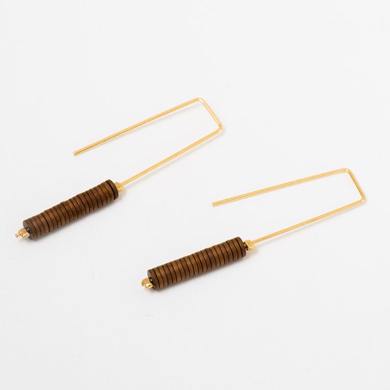 Brown Stone Geometric Angle Earrings