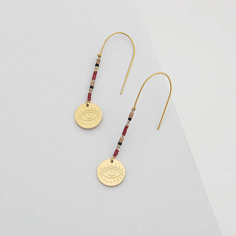 String Stainless Steel beads earrings