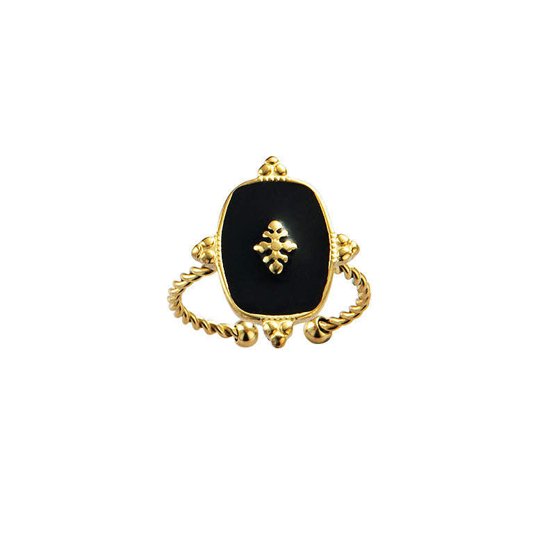 Black Gold S/Steel Adjustable Ring