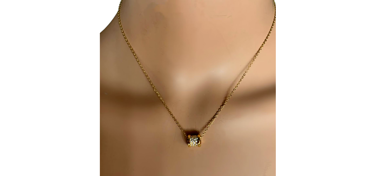 Gold S/Steel tube pendant