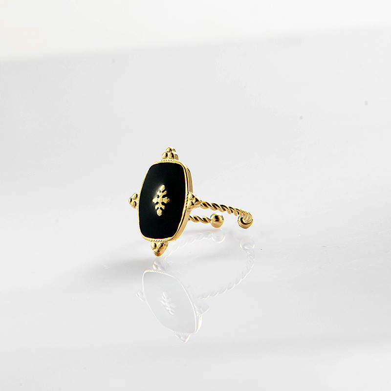 Black Gold S/Steel Adjustable Ring