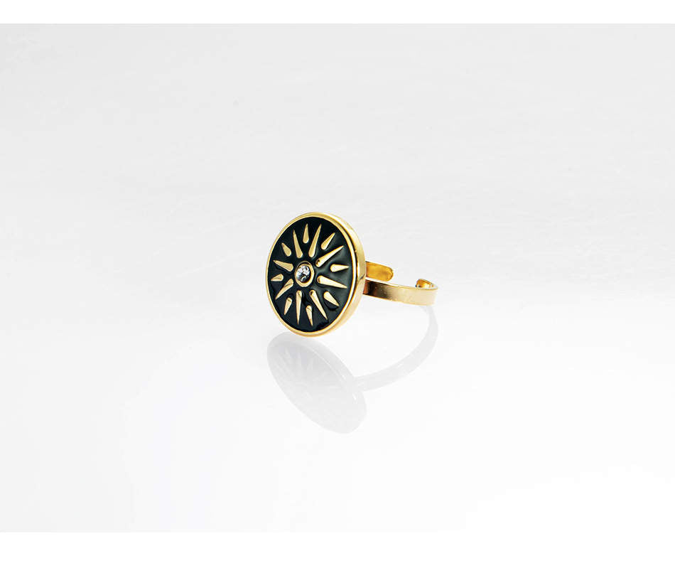 Black S/Steel Sun ring