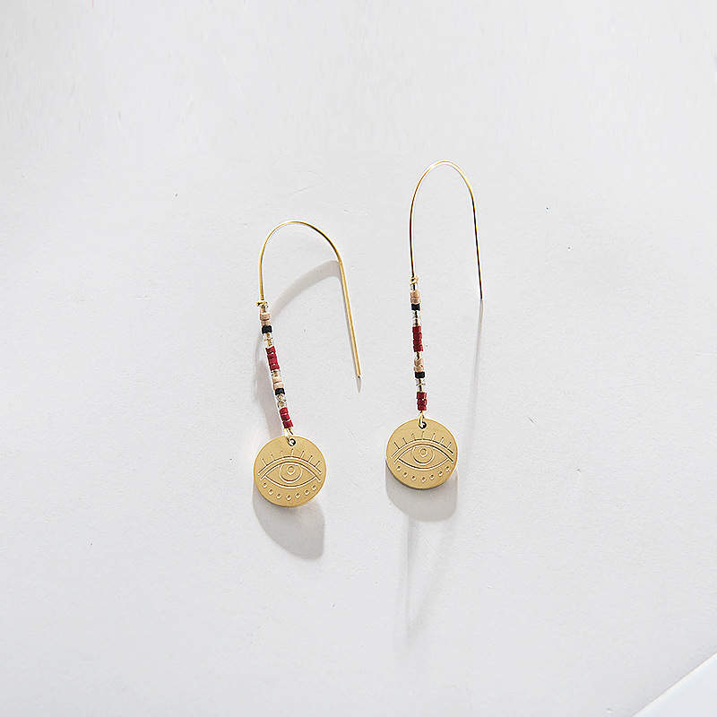 String Stainless Steel beads earrings