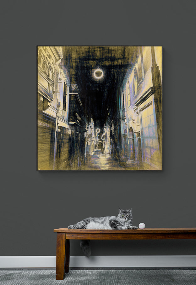 Old Theatre Street by Night - Valletta (Print)