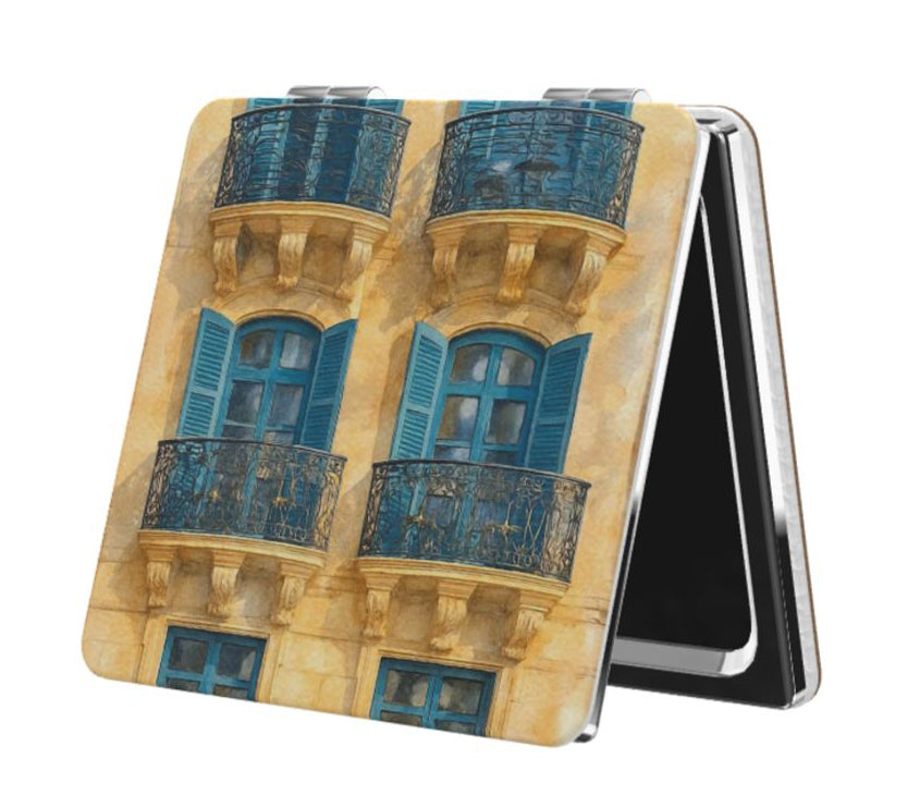 Compact Mirror Blue Balconies