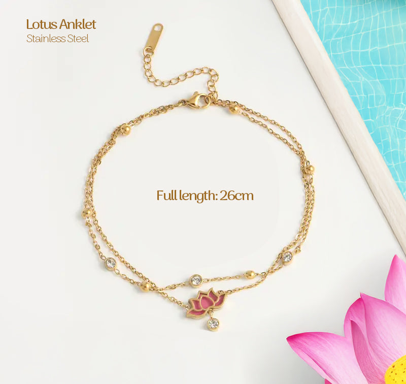 Anklet stainless steel - Lotus
