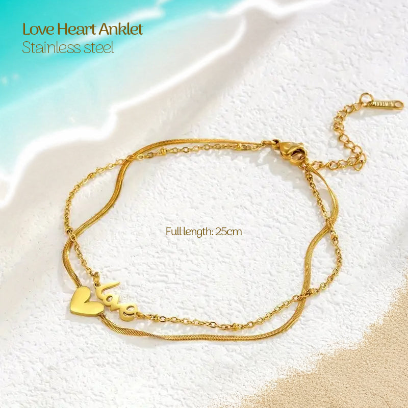 Anklet stainless steel - Love Heart