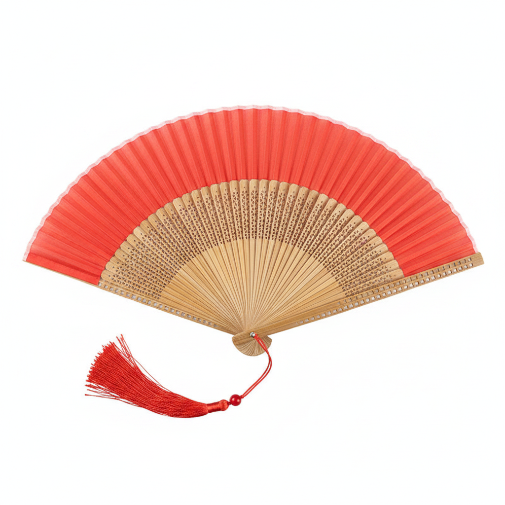 Rosy Red Folding Fan