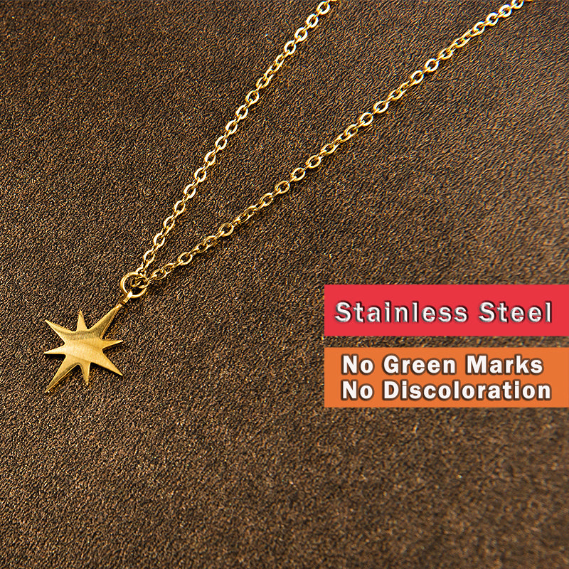 Gold Star S/Steel Pendant & Chain