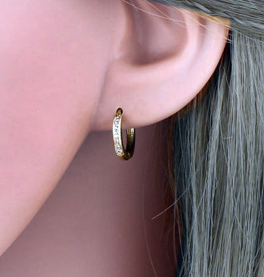 Gold Diamond Sleeper loop earrings