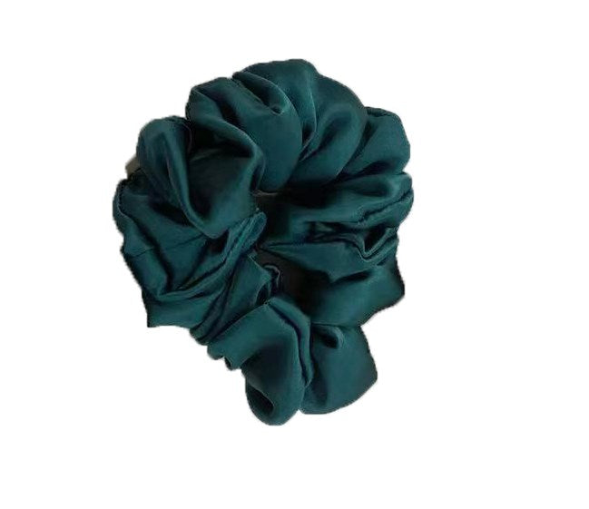 Soft Silk Hair Scrunchie - Peacock Green Silk