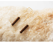 Load image into Gallery viewer, Brown Stone Geometric Angle Earrings
