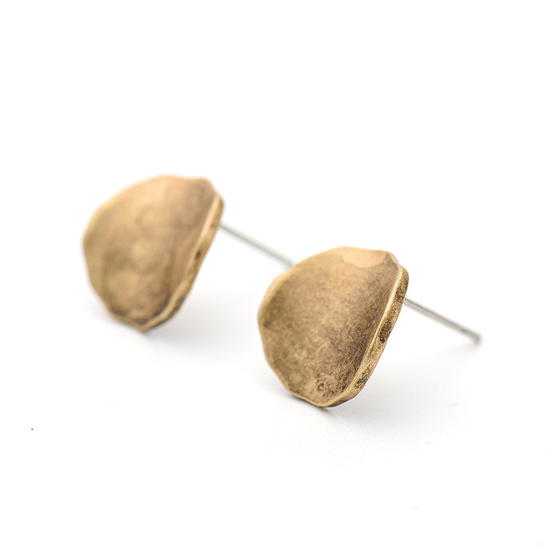 Antique Brushed Gold stud earrings