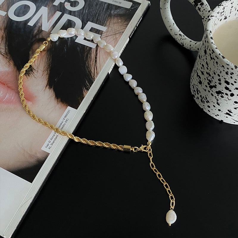 Freshwater Pearl Gold Rope Necklace