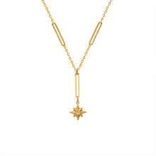 Load image into Gallery viewer, Gold Plated Titanium Necklace with Hexagram Zircon  Pendant
