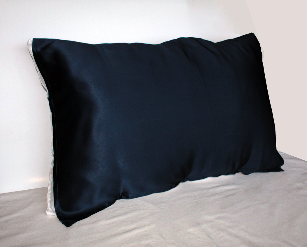 Night Blue 100% Silk Travel Pillow Topper