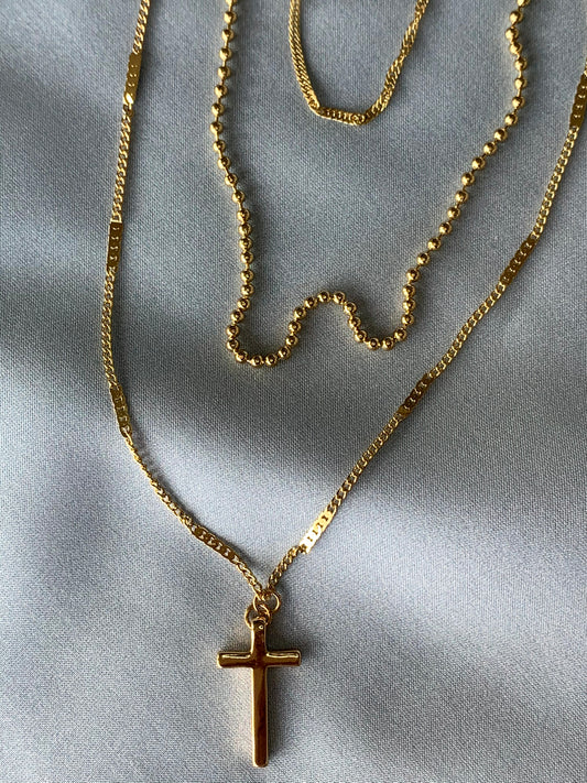 3 Layer Gold Cross necklace