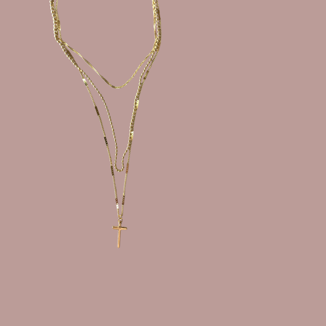 3 Layer Gold Cross necklace