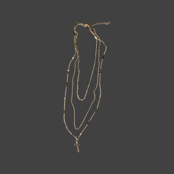 3 Layer Gold Cross necklace