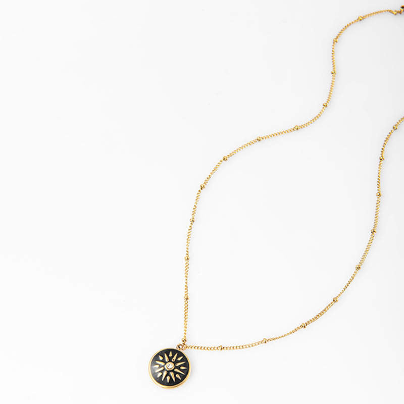Black S/Steel pendant necklace