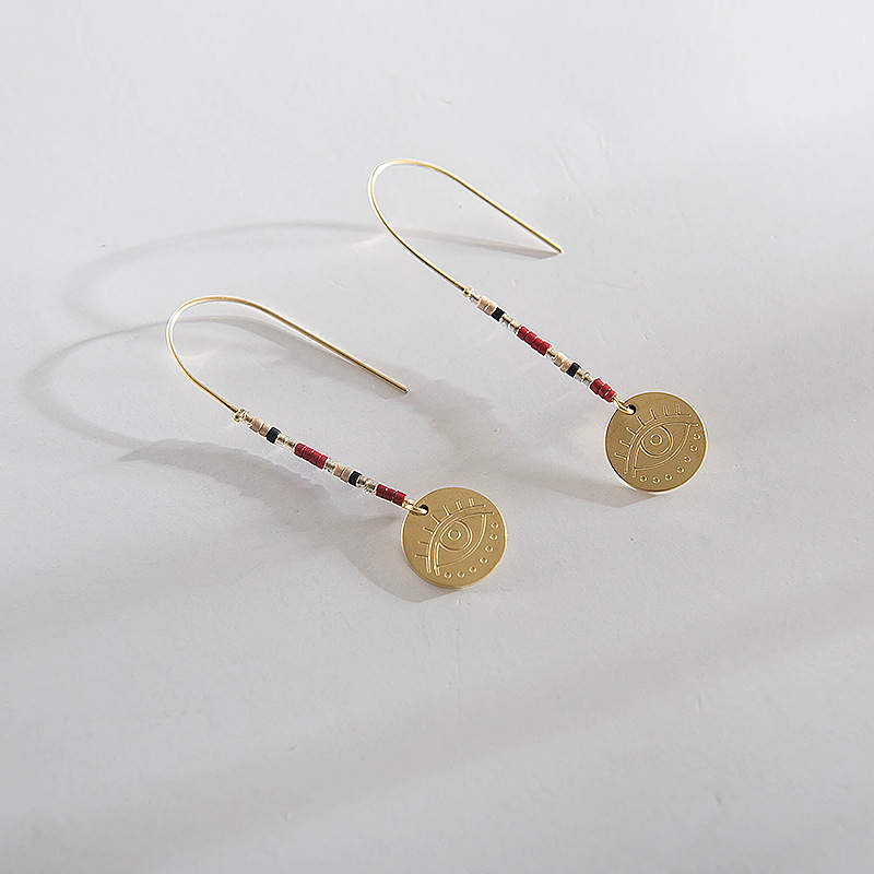 String S/Steel beads earrings