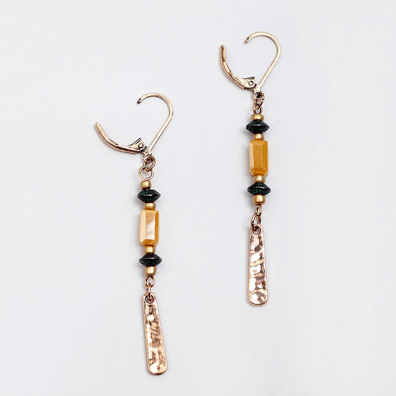 Gold Metal and Beads Earrings
