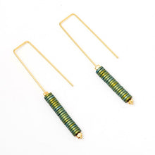 Load image into Gallery viewer, Green Stone Geometric Angle Earrings
