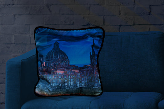 Valletta Skyline Blue Cushion Cover